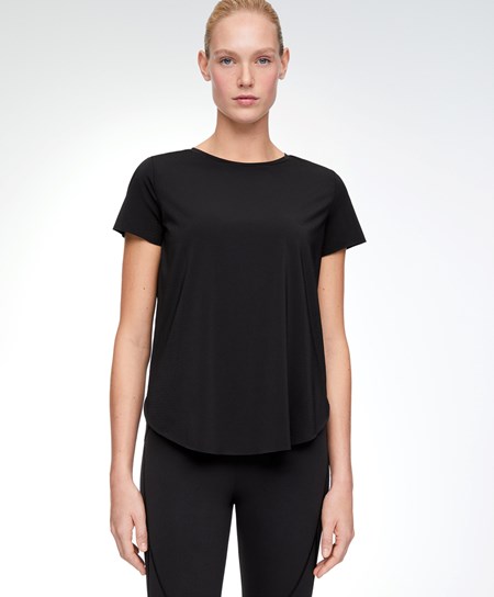Oysho Microperforated Krótkie-sleeved Technical T-shirt Czarne | 738106IXV