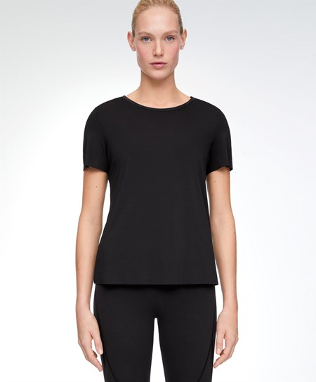 Oysho Microperforated Krótkie-sleeved Technical T-shirt Czarne | 952180HTD