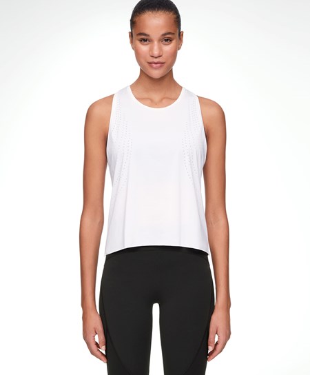 Oysho Microperforated Technical Bez Rękawów T-shirt Białe | 061485YAL