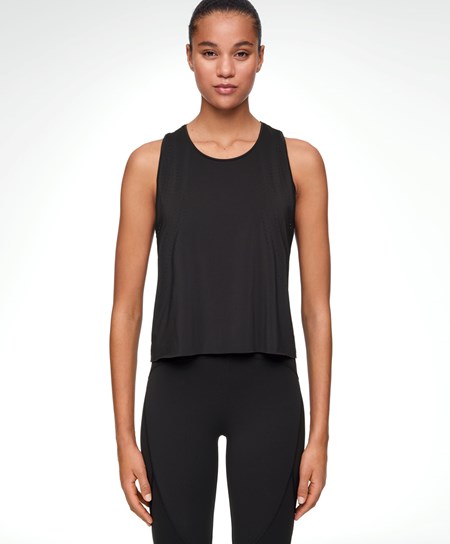 Oysho Microperforated Technical Bez Rękawów T-shirt Czarne | 395784SIV