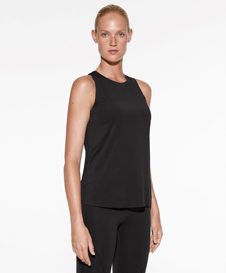 Oysho Microperforated Technical Bez Rękawów T-shirt Czarne | 421385SVY