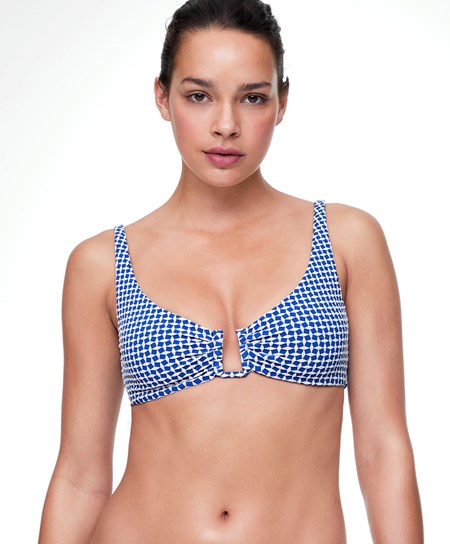 Oysho Mini Geometric Halter Bikini Top Niebieskie | 283516RNE