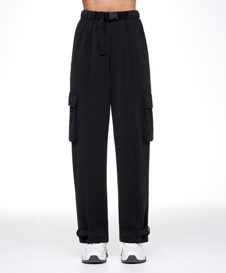 Oysho Modal Cargo Trousers Czarne | 807659OZH