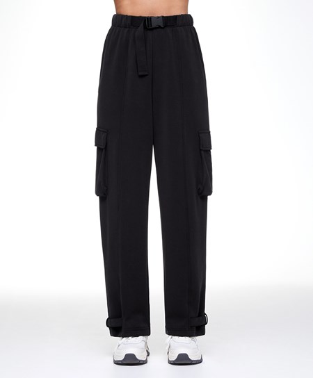 Oysho Modal Cargo Trousers Czarne | 892130LFM