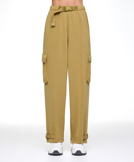 Oysho Modal Cargo Trousers Oliwkowe | 021869ETD