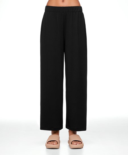 Oysho Modal Crop Trousers Czarne | 659014BGJ