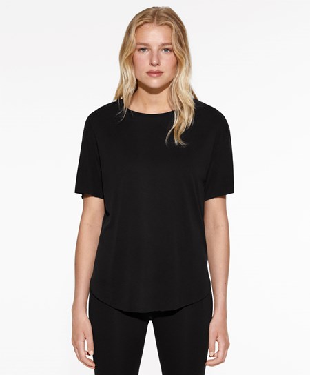 Oysho Modal Krótkie-sleeved T-shirt Czarne | 940375UBW