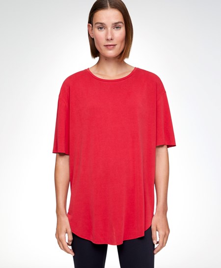 Oysho Modal Krótkie-sleeved T-shirt Czerwone | 492607IOT