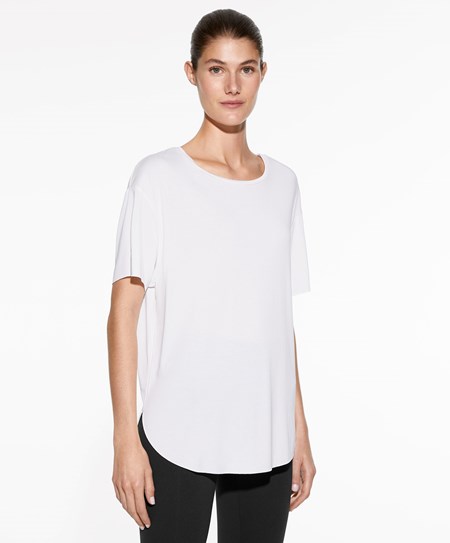 Oysho Modal Krótkie-sleeved T-shirt Ecru | 695817SCK