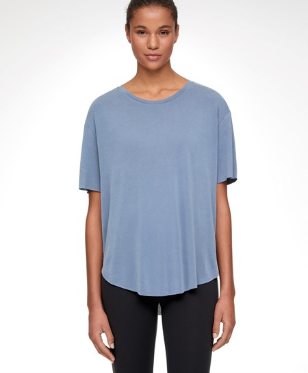 Oysho Modal Krótkie-sleeved T-shirt Mid-blue | 548263ANG