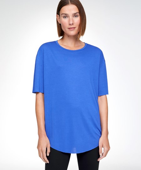 Oysho Modal Krótkie-sleeved T-shirt Niebieskie | 329014CPG