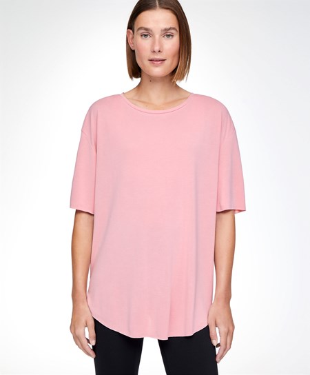 Oysho Modal Krótkie-sleeved T-shirt Różowe | 963485HVU