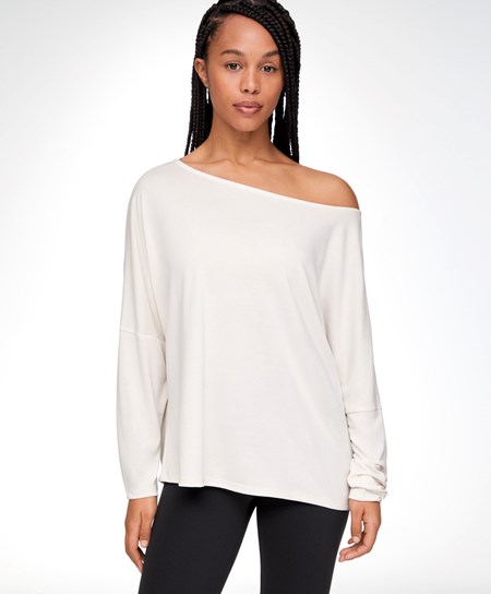 Oysho Modal Long-sleeved T-shirt Cream-white | 039215SRN