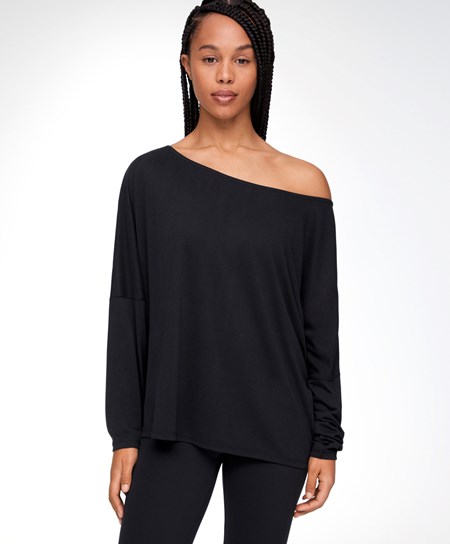 Oysho Modal Long-sleeved T-shirt Czarne | 328764DSC