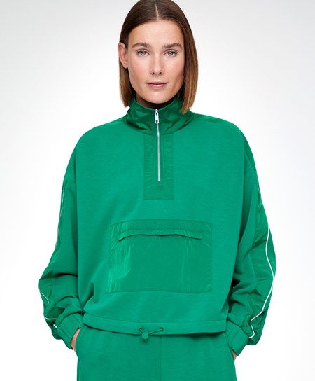 Oysho Modal/Nylon Side Band Sweatshirt Ciemny Zielone | 351690UXL