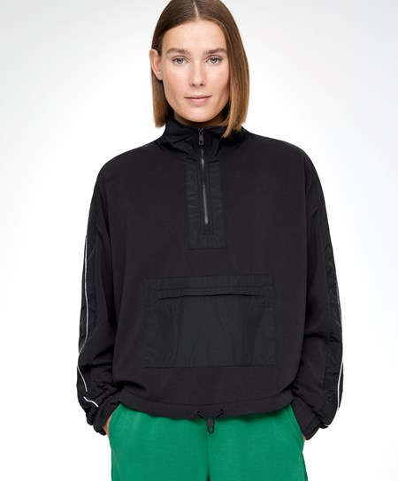 Oysho Modal/Nylon Side Band Sweatshirt Czarne | 582736SEB