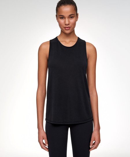 Oysho Modal Open Back Bez Rękawów T-shirt Czarne | 192803MBL