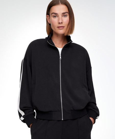 Oysho Modal Side Band Jacket Czarne | 138256LKU