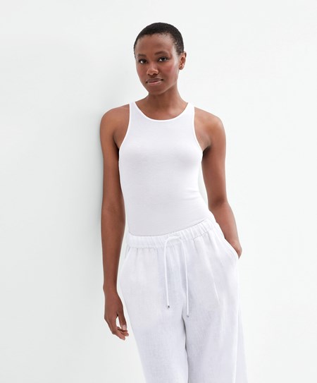 Oysho Modal Vest Top Pale Ecru | 650234IMO