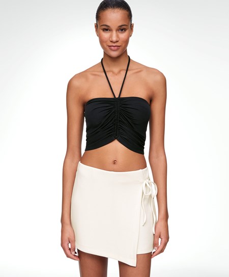 Oysho Modal Z Paskami Top Czarne | 172509ORW