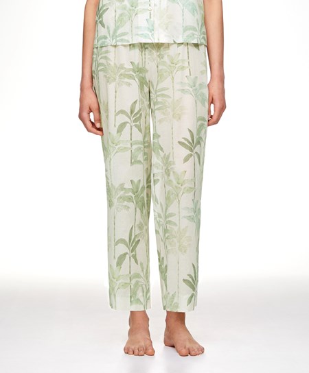 Oysho Palm Tree 100% Bawełniane Trousers Grass | 048293PRT