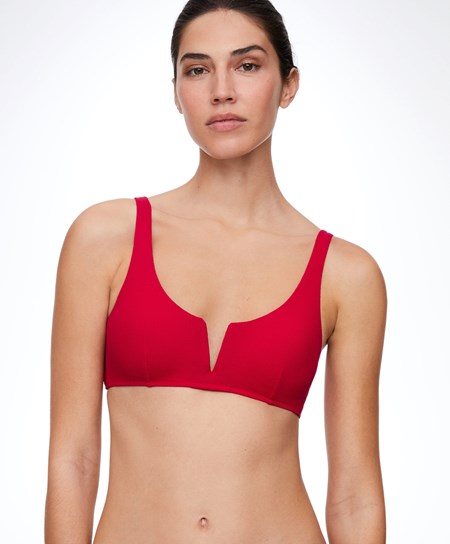 Oysho Piqué Halterneck Bikini Top Czerwone | 047835OJF