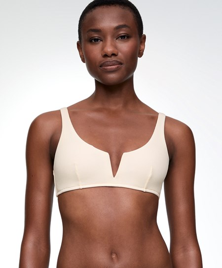 Oysho Piqué Halterneck Bikini Top Vanilla | 256784HQF