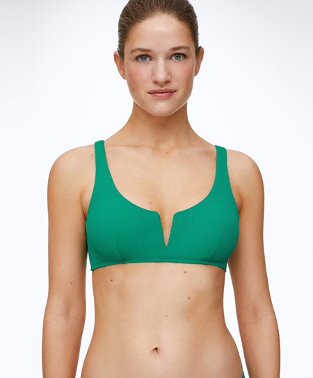 Oysho Piqué Halterneck Bikini Top Zielone | 104528RIO