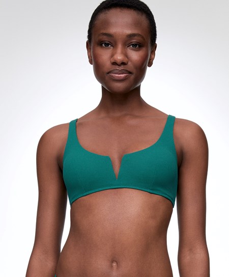 Oysho Piqué Halterneck Bikini Top Zielone | 604328HCT