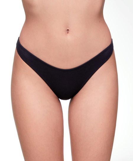 Oysho Piqué Mid-rise Bikini Briefs Czarne | 710865PIE