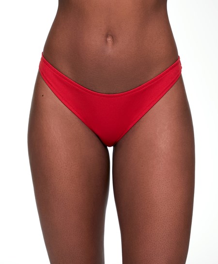 Oysho Piqué Mid-rise Bikini Briefs Czerwone | 875609JNP