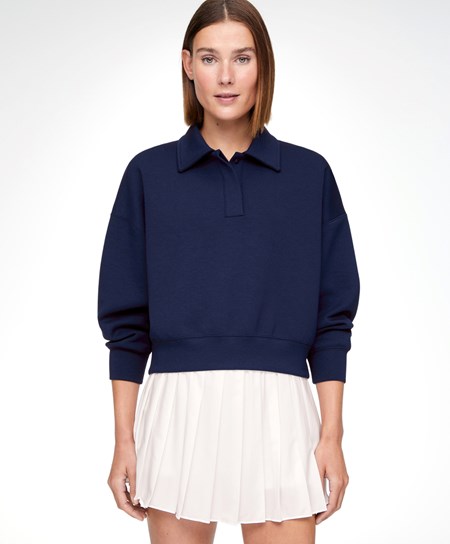 Oysho Polo Collar Crop Sweatshirt Granatowe Niebieskie | 670219LGF