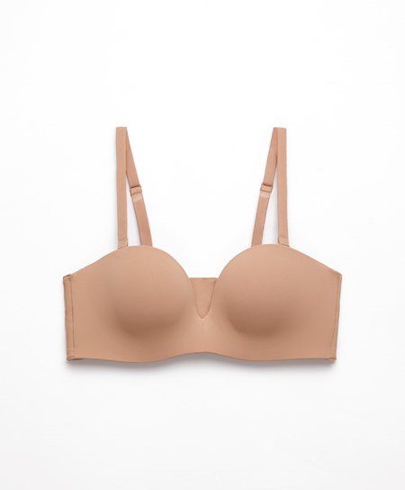 Oysho Polyamide Push-up Bandeau Bra Beżowe | 863952XWN