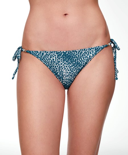 Oysho Print Medium-coverage Bikini Briefs With Ties Ocean | 602591UHT