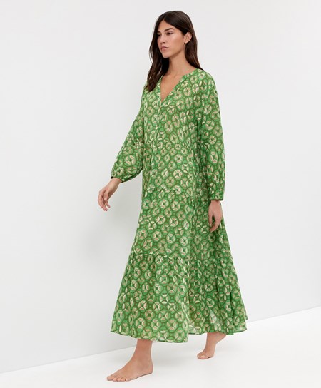 Oysho Printed 100% Bawełniane Tunic Sukienki Zielone | 058147HPR