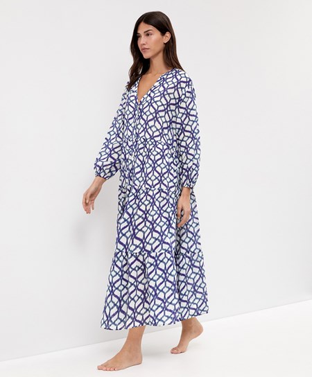Oysho Printed 100% Bawełniane Tunic Sukienki Ecru | 479203EFV