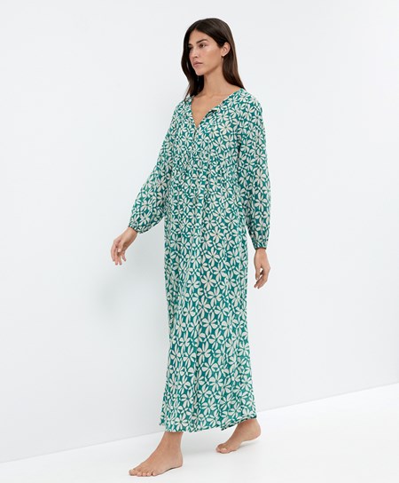 Oysho Printed 100% Bawełniane Tunic Sukienki Zielone | 957863YQG