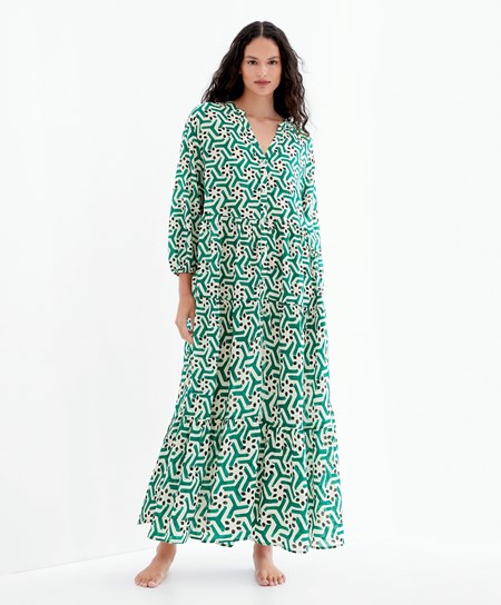 Oysho Printed Bawełniane Tunic Sukienki Zielone | 046837PBE