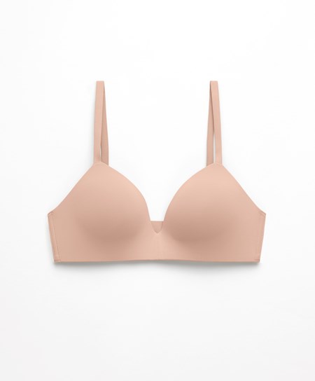 Oysho Push-up Watowany Triangle Polyamide Bra Beżowe | 975834EVK