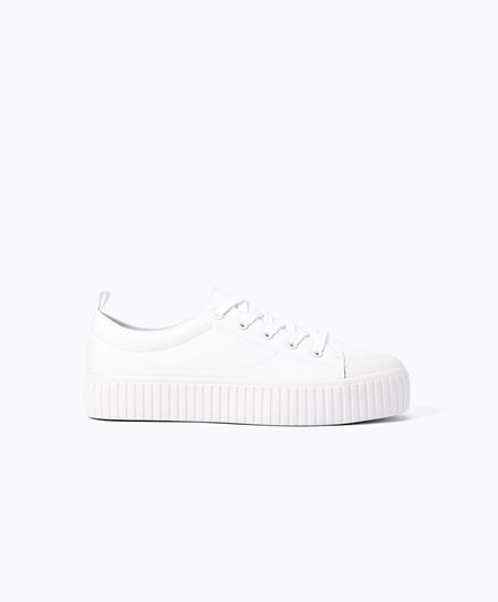 Oysho Płócienne Sneakers Białe | 471562KXV
