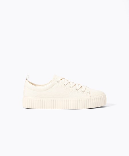 Oysho Płócienne Sneakers Ecru | 893560IYL