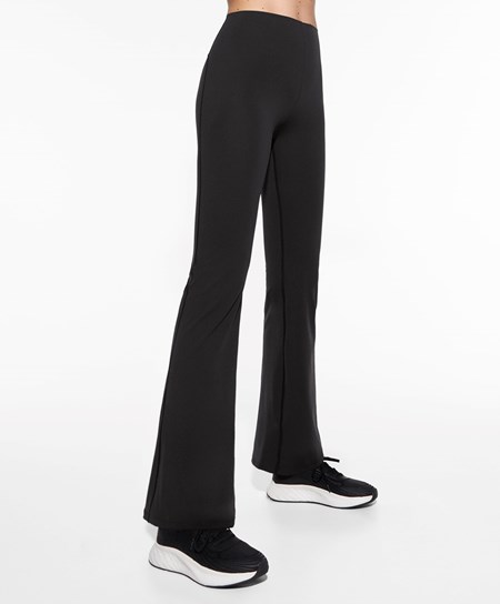 Oysho Raise Up Compressive Flare Trousers Czarne | 247506NQJ