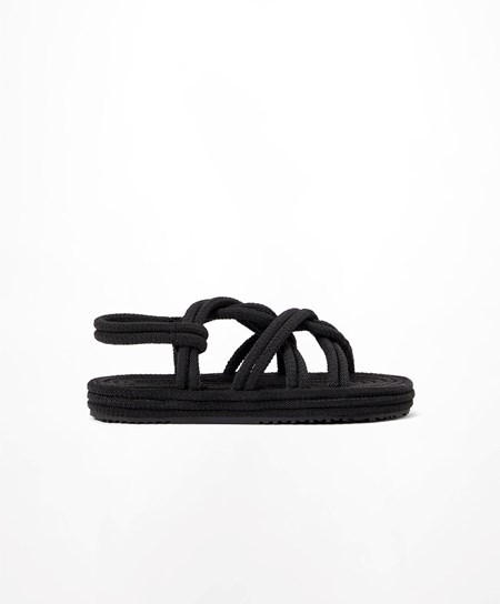 Oysho Rope Sandals Czarne | 340152XFJ