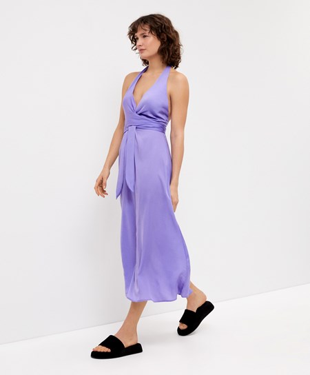Oysho Satin Halterneck Long Sukienki Lilac | 798206NCZ