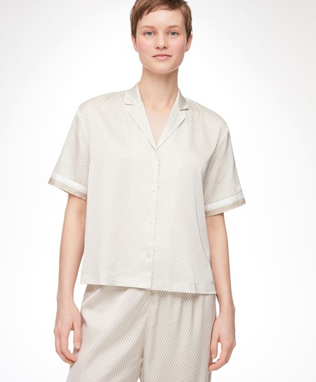 Oysho Satin Krótkie-sleeved Shirt Barley | 623495HRF