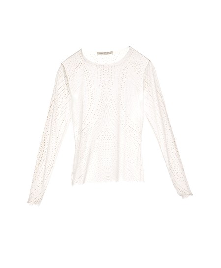 Oysho Semi-sheer Dotted Top Cream-white | 926304YGJ