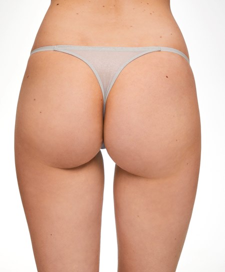 Oysho Shiny Z Paskami Tulle Stringi Srebrne | 391476DVA