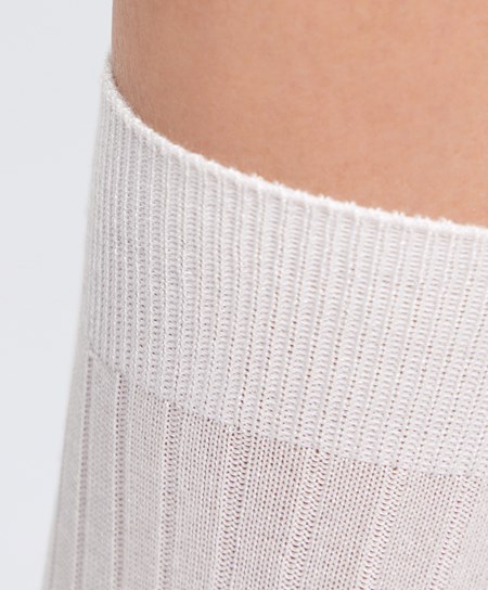 Oysho Silk Klasyczne Socks Pale Ecru | 846320UWY