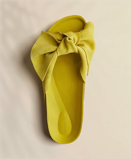 Oysho Skórzane Bow Sandals Lime | 751283GVH