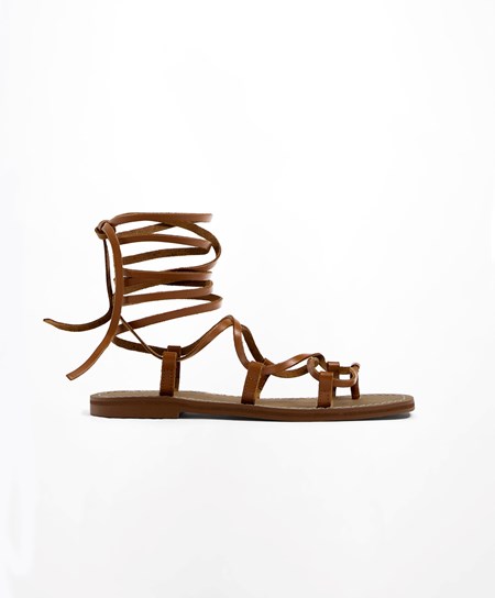 Oysho Skórzane Roman Sandals Leather | 673584ZOY